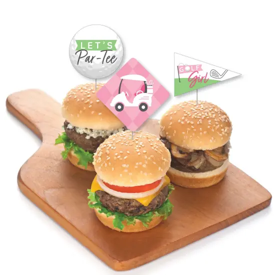 Big Dot of Happiness Golf Girl - Dessert Cupcake Toppers - Pink Birthday Party or Baby Shower Clear Treat Picks - Set of 24 {4}