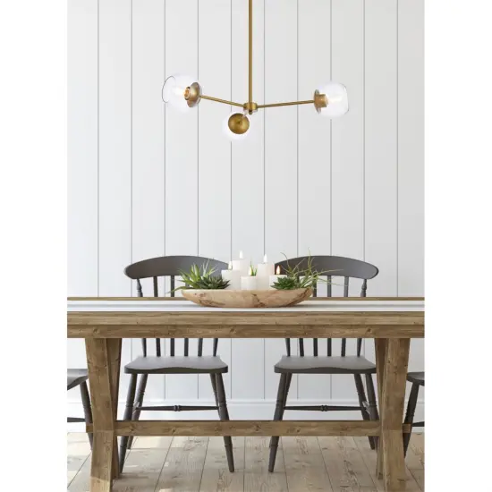 Briggs 32 inch pendant in brass with clear shade {2}