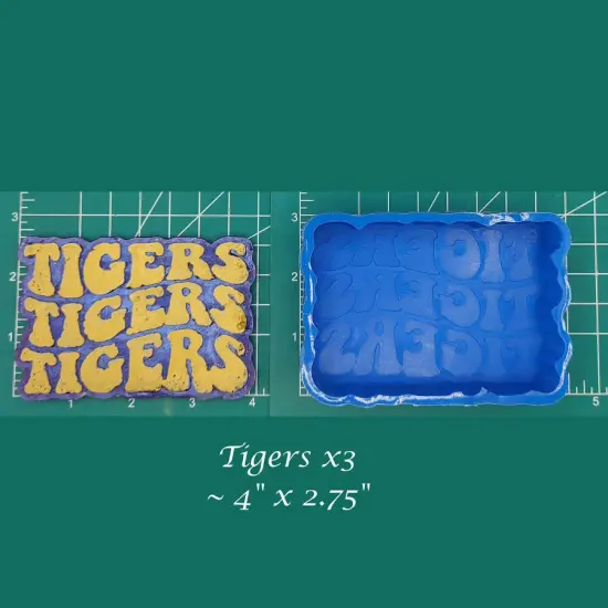 Tigers 3x Retro Font Silicone Freshie Mold {1}