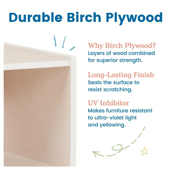 3-Shelf Floor Book Display with Handles, Beginner Bookshelf White Wash {6}