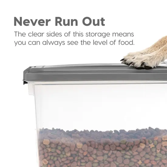 IRIS USA 30lbs+11lbs Airtight Pet Food Storage Container Combo with Scoop and Casters, up to 41lbs Dark Gray {5}