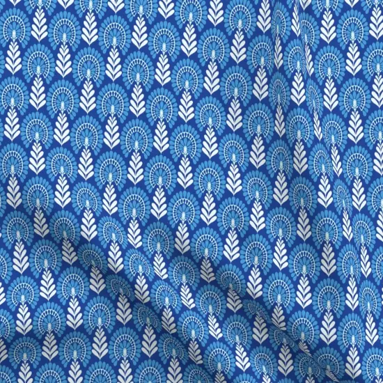 Various Fabrics by the Yard or Fat Quarter Blue Flowers Indian Block Print Monochrome Small Scale Cobalt Indigo Custom Printed Fabric by Spoonflower {5}