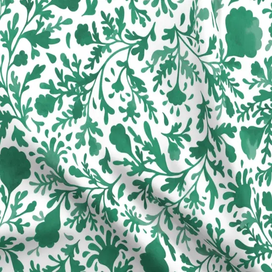 Various Fabrics by the Yard or Fat Quarter Botanical Floral Jade Green White Vintage Emerald Large Scale Custom Printed Fabric by Spoonflower {5}