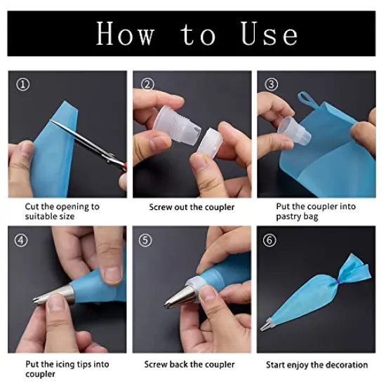 Piping Bags and Tips Set, Cakes Decorating Kit Supplies with 2 Reusable Pastry Bags, 18 Frosting Tips, 2 Couplers, 2 Bag Ties, 3 Cake Scraper, Cake Decorating Tools for Cookie Icing {2}