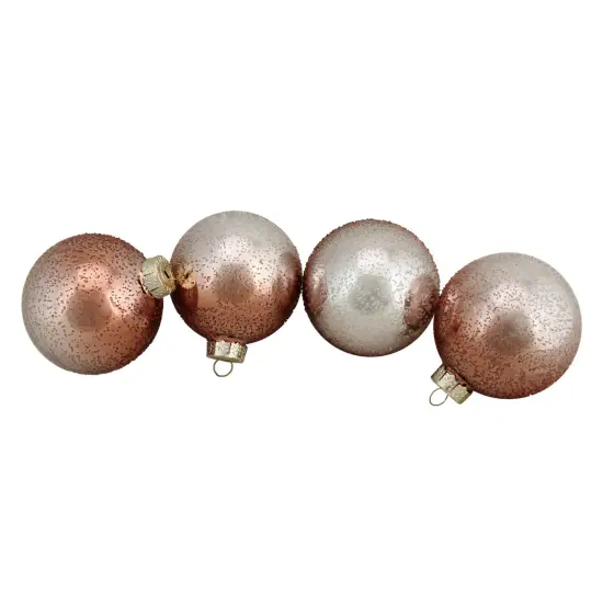 Northlight Ombre Hand BlownGlass Christmas Ball Ornaments - 3.25" (80mm) - Copper and Silver - 4ct Bronze {3}