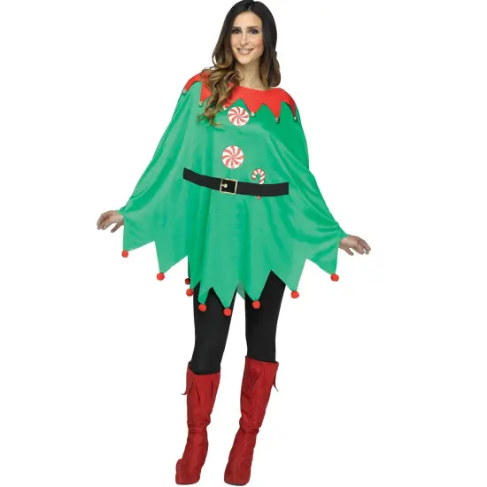 Fun World Green Adult One Size Elf Christmas Poncho {1}