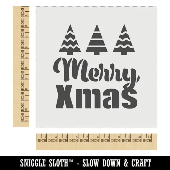 Merry Xmas Christmas Trees Wall Cookie DIY Craft Reusable Stencil {1}