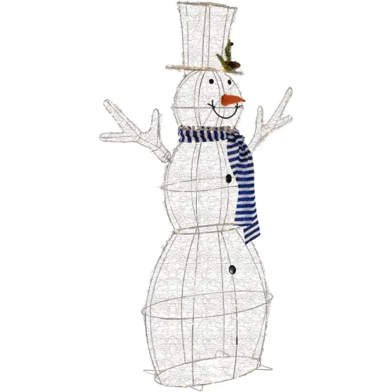 Northlight 48" LED Lighted Silver Mesh Snowman Outdoor Twinkling Christmas Decoration {6}