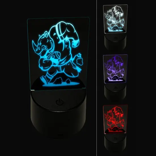 Rampaging Rhino Football Athletic Sports 3D Illusion LED Night Light Sign Nightstand Desk Lamp {1}