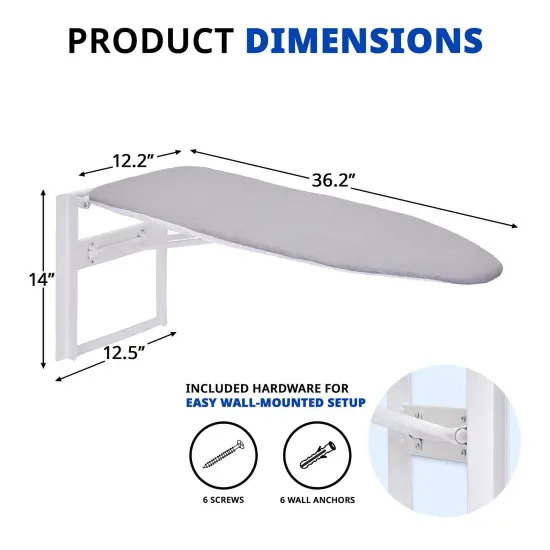 Ivation Foldable Ironing Board, Down Folding Wall-Mount {4}