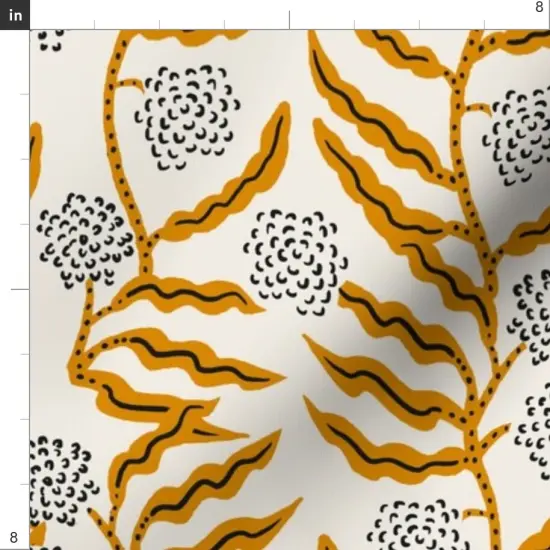 Various Fabrics by the Yard or Fat Quarter Boho Gold Floral Modern Botanical Mustard Garden Vine Abstract Custom Printed Fabric by Spoonflower {4}