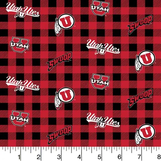 Sykel Enterprises-University of Utah Cotton Fabric-Utah Utes Buffalo Plaid Cotton Quilting Fabric {1}