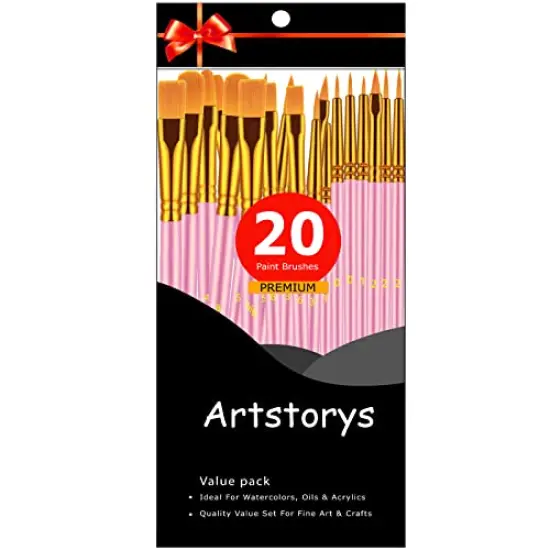 Paint Brushes Set, 20 Pcs Paint Brushes for Acrylic Painting, Oil Watercolor Acrylic Paint Brush, Artist Paintbrushes for Body Face Rock Canvas, Kids Adult Drawing Arts Crafts Supplies, Blush {4}