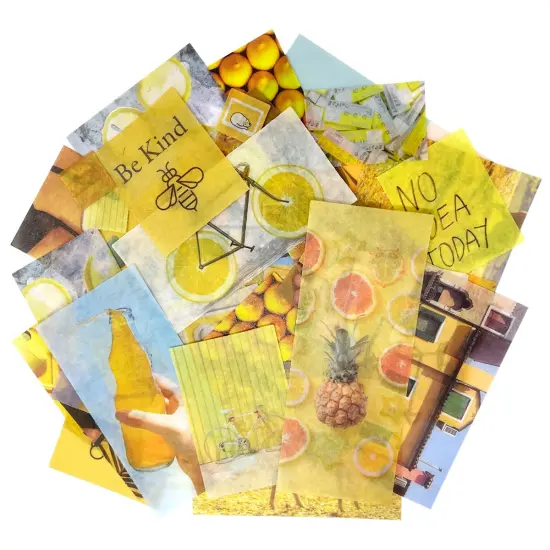Wrapables Aesthetic Scrapbooking Washi Stickers, for DIY Arts & Crafts, Diary, Stationery, Card Making, Collages, Decals (70 pcs) Yellow Summer {2}