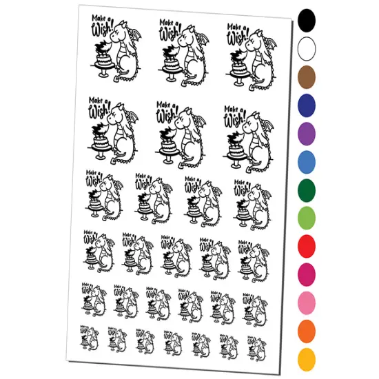 Make a Wish Dragon Trying to Blow Out Birthday Candles Temporary Tattoo Water Resistant Fake Body Art Set Collection Hot Pink {1}