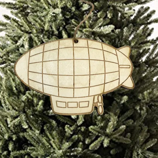 Zeppelin Blimp - Ornament Raw Wood {5}