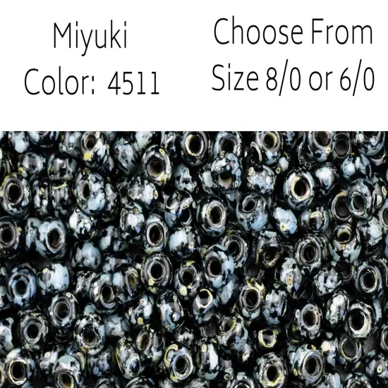 20G Smoky Black Picasso Miyuki 6/0 Seed Beads -- Miyuki 4511 {4}