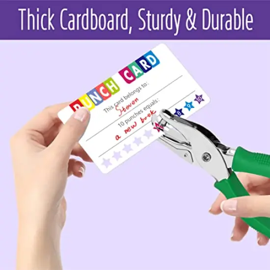 102 Pieces Punch Cards, Star Shaped Incentive Reward Cards Business Size Student Award Cards Boost Creativity & Skills Development for Business, Classroom, Kids Behavior, Students, Teachers, 3.5” x 2” {6}
