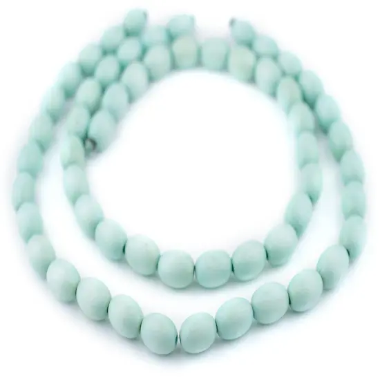 The Bead Chest Mint Green Oval Natural Wood Beads (15x10mm): Organic Eco-Friendly Wooden Bead Strand for DIY Jewelry, Crafts, Necklace and Bracelet Making {3}
