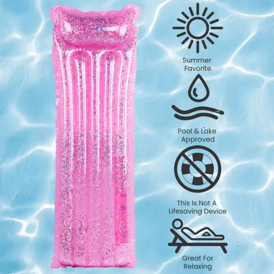 Northlight Inflatable Glitter Swimming Pool Lounge - 67" - Pink {5}