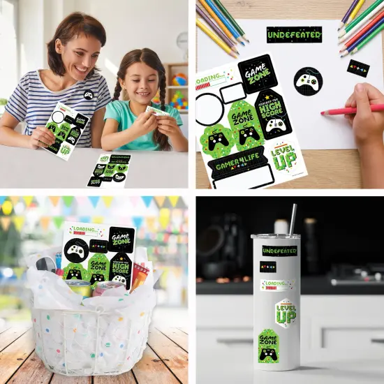 Big Dot of Happiness Game Zone - Pixel Video Game Party or Birthday Party Favor Sticker Set - 12 Sheets - 120 Stickers {6}