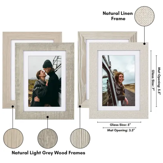Americanflat Photo Frame Set with Mat - Set of 4 - Farmhouse Decor Picture Frames - Shatter Resistant Glass - Hanging Hardware - Includes Easel {8}