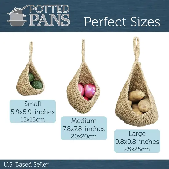 Potted Pans Wall Hanging Fruit Baskets for Kitchen - Jute Onion Hanging Basket {2}