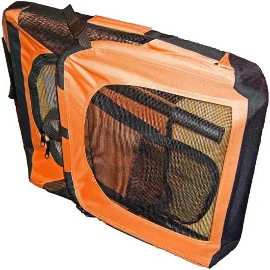 Pet Life Folding Zippered 360&deg; Vista View House Pet Crate Orange-XL {4}