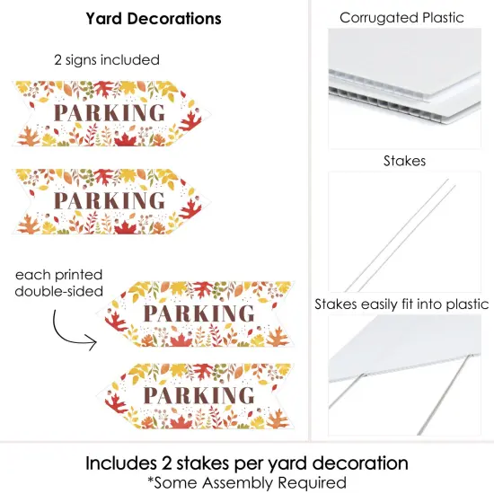 Big Dot of Happiness Fall Foliage Wedding Parking Signs - Autumn Leaves Wedding Sign Arrow - Double Sided Directional Yard Signs - Set of 2 {6}