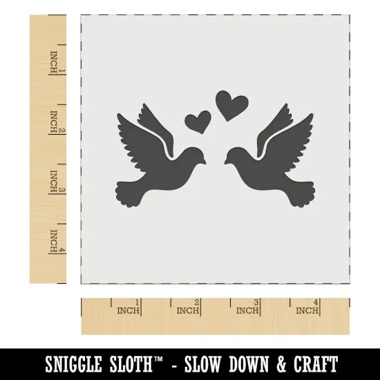Two Love Doves Wedding Hearts Birds Wall Cookie DIY Craft Reusable Stencil {6}