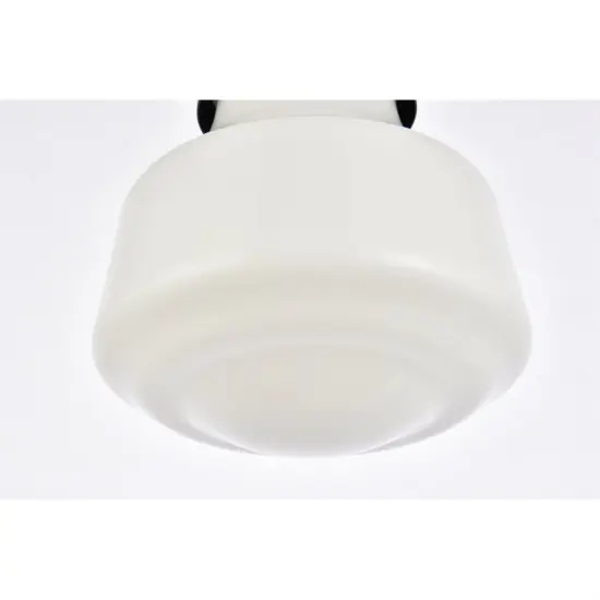 Lyle 1 light Black and frosted white glass plug in pendant {4}