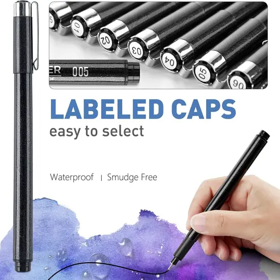 Black Drawing Pens,12 Art Pens Set,Fineliner Ink Pens,Micro-Pens,Manga Markers,For Sketching,Technical Drawing 902195 {3}