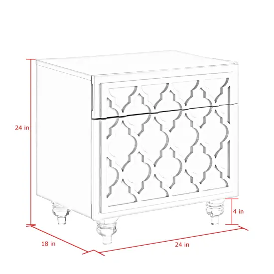 Keira Modern Trellis Lacquered Lucite Leg Side/Accent Table/ Nightstand White {6}