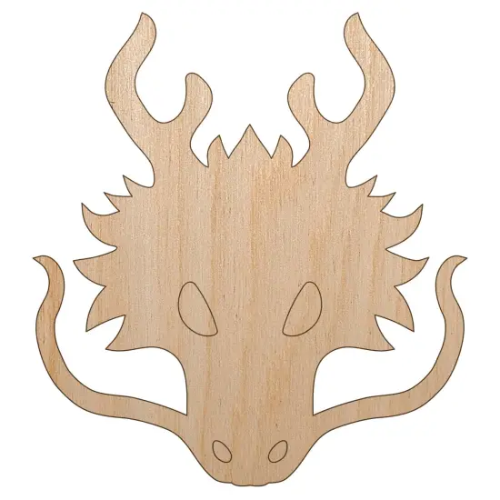 Asian Dragon Head Unfinished Wood Shape Piece Cutout for DIY Craft Projects {2}