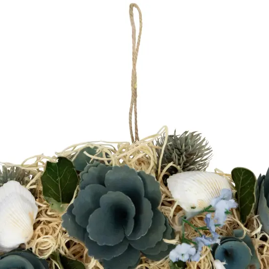 Northlight Floral Starfish and Seashells Artificial Wreath - 12" Blue {4}