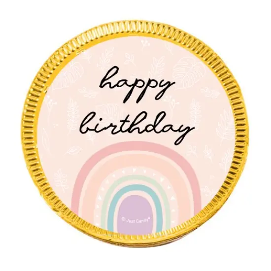 84 Pcs Rainbow Kid's Birthday Candy Party Favors Chocolate Coins with Gold Foil {3}