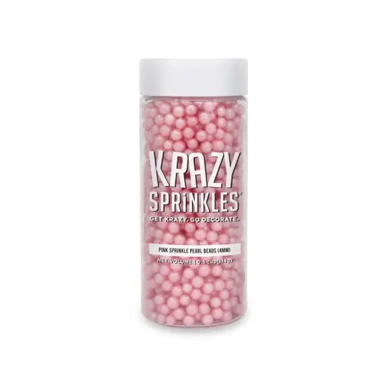 Krazy Sprinkles - Pink Pearl 4mm Beads (1/2 Cup, 1x Jar) for Cakes, Ice Cream & Cookies {3}