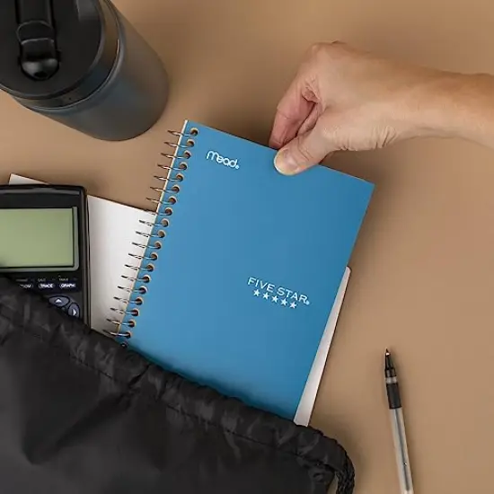 Personal Size Spiral Notebook 1-Subject College Ruled Paper Fights Ink Bleed Water-Resistant Cover 4-3/8" x 7" 100 Sheets Tidewater Blue {1}