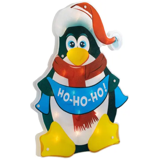 Northlight 17.5" Lighted Penguin Christmas Window Silhouette Black {4}