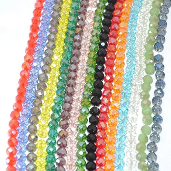 Faceted Glass Crystal Beads1350 Pieces Strands Briolette Rondelle Crystal Beads Spacer for Jewelry Making 15 Colors 6MM {1}