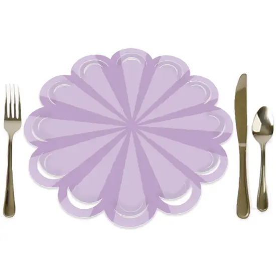 Big Dot of Happiness Purple Stripes - Simple Party Round Table Decorations - Paper Chargers - Place Setting For 12 {1}