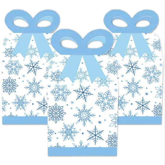 Big Dot of Happiness Blue Snowflakes - Square Favor Gift Boxes - Winter Holiday Party Bow Boxes - Set of 12 {3}