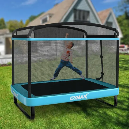 6 Feet Kids Entertaining Trampoline with Swing Safety Fence Blue {1}