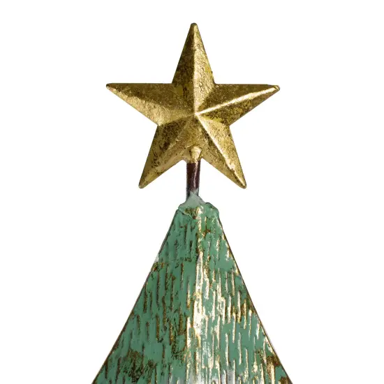 Northlight Rustic Layered Christmas Tree with Star Decoration - 31" - Green and Gold Finish {3}