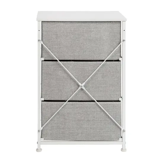 Emma and Oliver 3 Drawer Vertical Storage Dresser with Wood Top & Fabric Pull Drawers Black/Gray {9}
