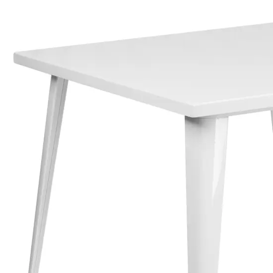 Merrick Lane Adana 35.5" Square Metal Dining Table for Indoor and Outdoor Use White {6}