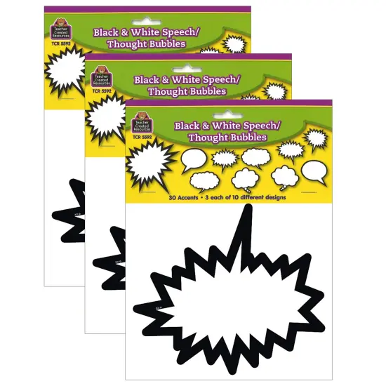 Superhero Black & White Speech/Thought Bubbles Accents, 30 Per Pack, 3 Packs {1}