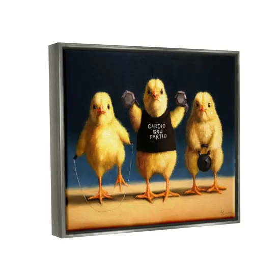 Stupell Industries Funny Exercise Workout Chicks Framed Floater Canvas Wall Art Gray Floater Frame {3}