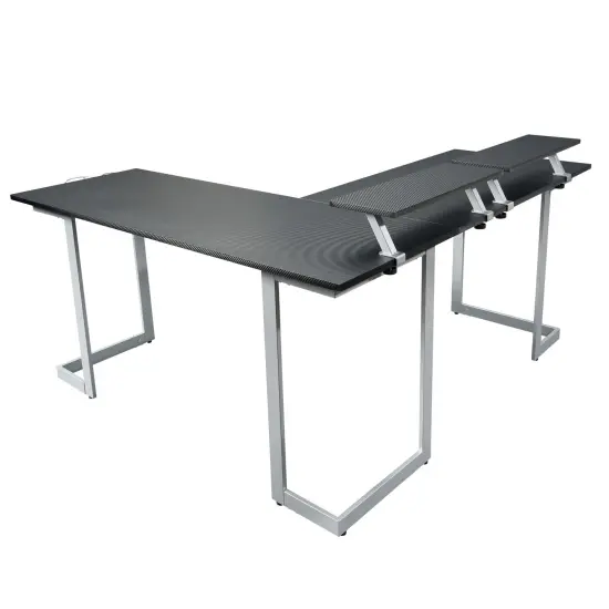 Techni Office Solutions 63" Black and White Unique Techni Sport Warrior L-Shaped Computer Gaming Desk {3}