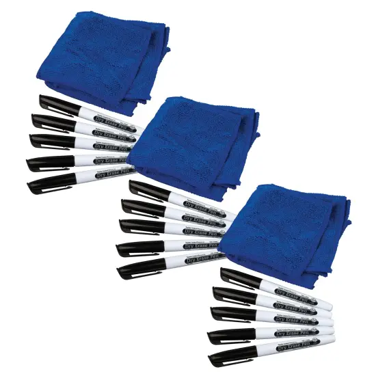 Dry Erase Pens & Microfiber Towels, 5 Sets Per Pack, 3 Packs {1}